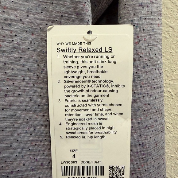 NWT, Lululemon Swiftly Relaxed Long Sleeve Dapple Dot Slate / Fuchs Multi, Sz 4 - Picture 7 of 9